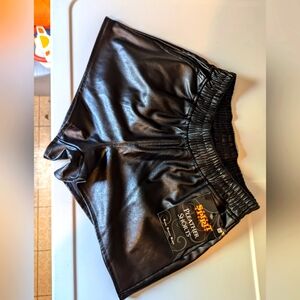 NWT Pleather Vinyl Biker Booty Shorts Spirit Halloween Goth Punk Coquette Fetish